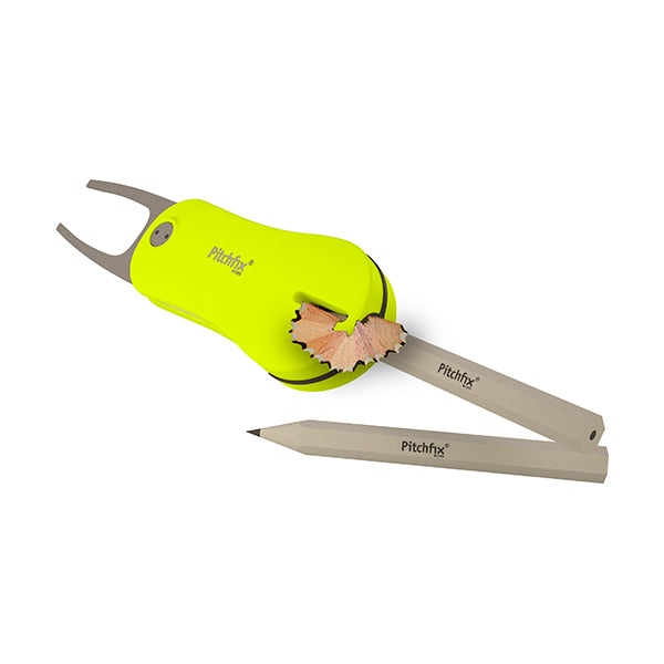 Fluorescent yellow Pitchfix Hybrid2.0 Divot Tool