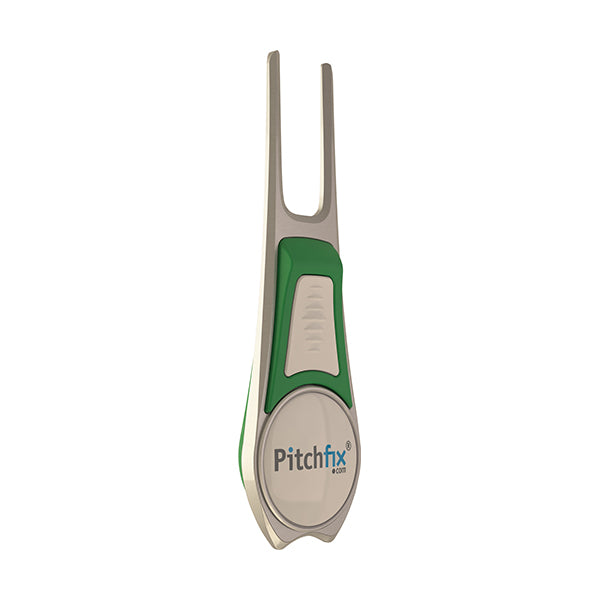 GREEN AND WHITE PITCHFIX DIVOT TOOL TOUR EDITION