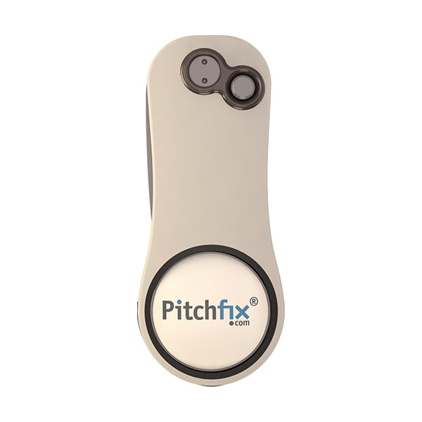 White with blue Pitchfix Hybrid2.0 Divot Tool