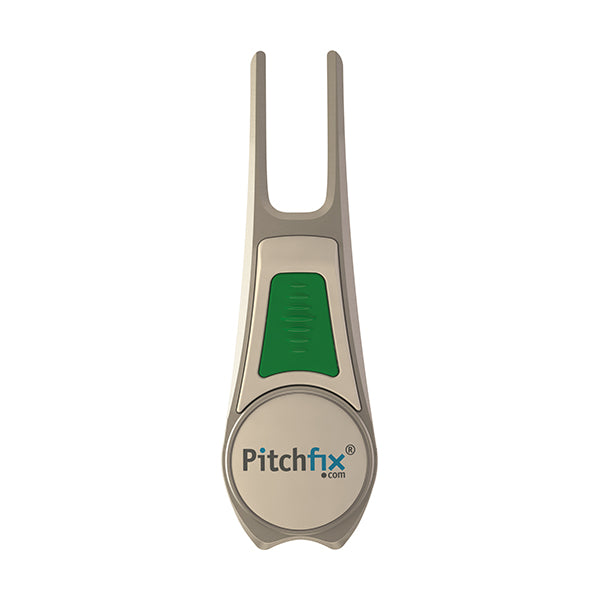 WHITE AND GREEN PITCHFIX DIVOT TOOL TOUR EDITION