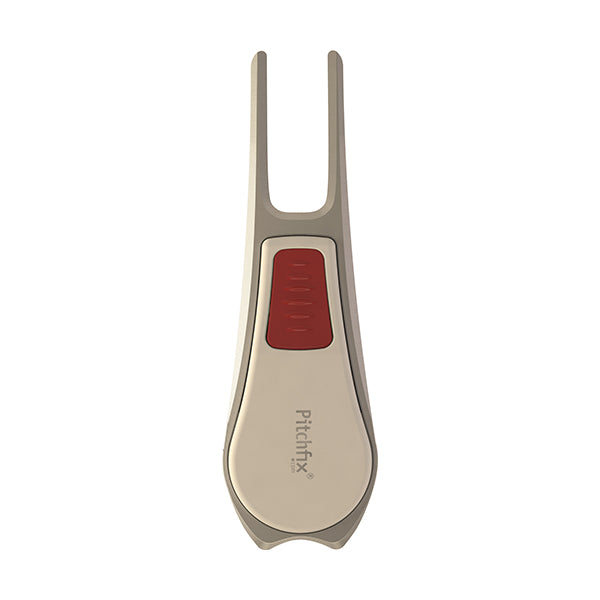 WHITE AND RED PITCHFIX DIVOT TOOL TOUR EDITION