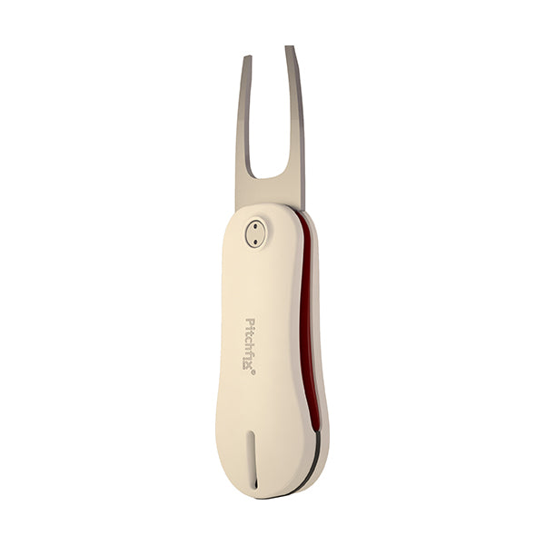 White with red Pitchfix Hybrid2.0 Divot Tool